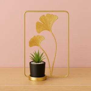 Golden Leaf Wall Art – Elegant Metal Decoration for Home & Office